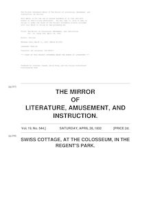 The Mirror of Literature, Amusement, and Instruction - Volume 19, No. 544, April 28, 1832