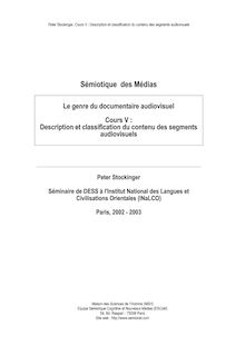 Cours 5 du Séminaire Sémiotique des Médias - INALCO, Paris 2002 -  2003
