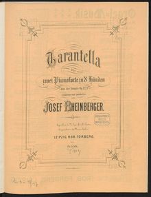 Partition Piano 2, Sonata pour Piano 4-mains, C minor, Rheinberger, Josef Gabriel