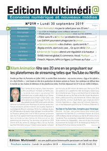 Editions Multimedi@ n° 219 – Lundi 30 Septembre 2019