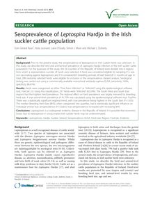Seroprevalence of Leptospira Hardjo in the Irish suckler cattle population