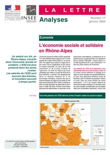 L économie sociale et solidaire en Rhône-Alpes