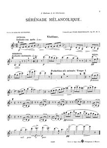 Partition de violon, Sérénade mélancolique, D minor, Bleichmann, Julius