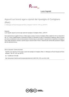Appunti sui bronzi egei e ciprioti del ripostiglio di Contigliano (Rieti) - article ; n°2 ; vol.86, pg 657-671