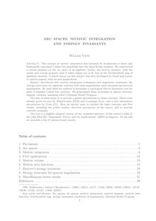 ARC SPACES MOTIVIC INTEGRATION AND STRINGY INVARIANTS