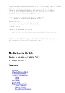 The Continental Monthly, Vol. 1, No. 5, May, 1862 - Devoted To Literature And National Policy