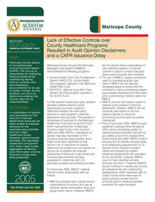 Maricopa County June 30, 2005 Report Highlights-Financial Audit