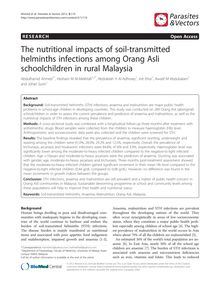 The nutritional impacts of soil-transmitted helminths infections among Orang Asli schoolchildren in rural Malaysia