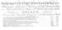 Partition complète, 24 Country Dances pour pour Year 1791, Various