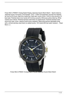 Full Pulsar Men8217s PW6001 AnalogDigital Display Japanese Quartz Black Watch Watch Reviews