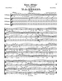 Partition complète, Canon pour 4 voix, Alleluia, C major, Mozart, Wolfgang Amadeus par Wolfgang Amadeus Mozart