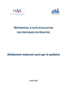 Allaitement maternel suivi par le pédiatre Référentiel 2005