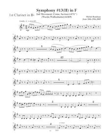 Partition clarinette 1 (B♭), Symphony No.13  Chistmas Symphony  par Michel Rondeau