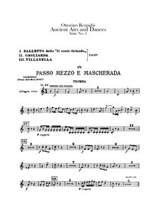 Partition trompette (D), Antiche danze et arie per liuto, Respighi, Ottorino