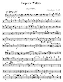 Partition bassons 1, 2, Kaiser-Walzer, Strauss Jr., Johann