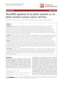 MicroRNA signature of cis-platin resistant vs. cis-platin sensitive ovarian cancer cell lines