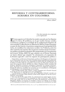 Reforma y contrarreforma agraria en Colombia (Reform and self defeating agrarian reform in Colombia)