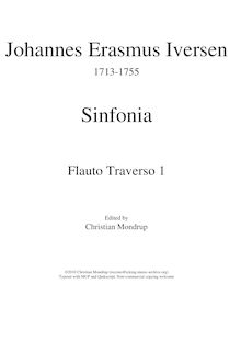Partition flûte 1, Sinfonia, D major, Iversen, Johannes Erasmus