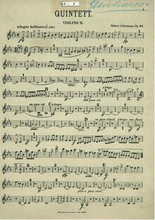 Partition violon 2, Piano quintette en E-flat major, Op.44, E♭ major