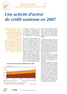 Épargne-crédit : Une activité d’octroi de crédit soutenue en 2007