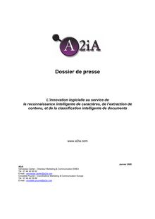 Dossier de presse -  A2iA: Leading Developer of Complex &  Cursive ...