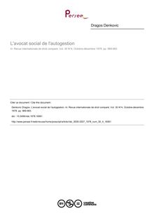 L avocat social de l autogestion - article ; n°4 ; vol.30, pg 969-983