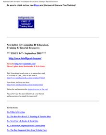 September 2005 Newsletter for Computer IT Education, Training &  Tutorial Resources