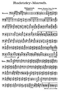 Partition batterie, Radetzky March, Op.228, Strauss Sr., Johann