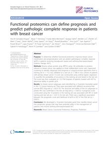 Functional proteomics can define prognosis and predict pathologic complete response in patients with breast cancer
