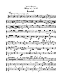 Partition trompette 1, 2 (C, B♭), Hakon Jarl, Smetana, Bedřich