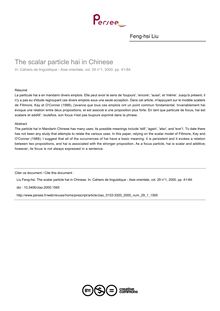 The scalar particle hai in Chinese - article ; n°1 ; vol.29, pg 41-84