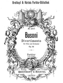 Partition complète, Divertimento, Op.52, BV 285, Divertimento for Flute and Small Orchestra