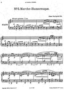 Partition No., Marche-Humoresque, 5 morceaux, Cinq morceaux pour piano