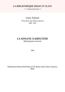 Tolstoi - La Sonate à Kreutzer