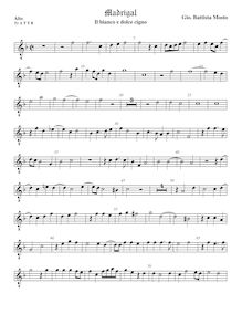 Partition ténor viole de gambe 1, octave aigu clef, Il bianco e dolce cigno par Giovanni Battista Mosto