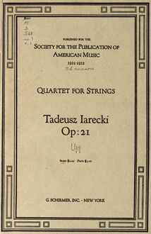 Partition Cover Page (color), corde quatuor, Op.21, Jarecki, Tadeusz