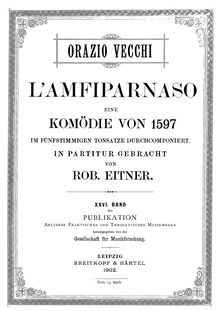 Partition Title et Dramatis personæ, L Amfiparnaso, Vecchi, Orazio