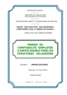 MANUEL DE COMPTABILITE SIMPLIFIEE A PARTIE DOUBLE POUR LES ...