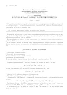 Deuxième composition de Mathématiques 2001 CAPES de mathématiques CAPES (Externe)