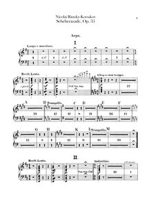 Partition harpe, Scheherazade, Шехеразада, Rimsky-Korsakov, Nikolay