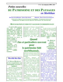 Petites nouvelles DU PATRIMOINE ET DES PAYSAGES en Morbihan