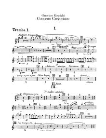 Partition trompette 1, 2 (B♭, A), Concerto Gregoriano, Respighi, Ottorino