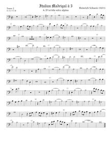 Partition ténor viole de gambe 2, basse clef, italien madrigaux par Heinrich Schütz
