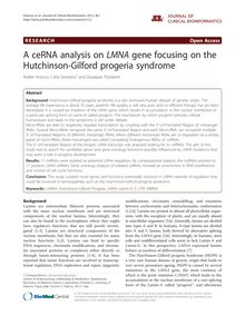 A ceRNA analysis on LMNA gene focusing on the Hutchinson-Gilford progeria syndrome