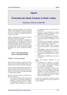 Algerie - Loi relative aux droits d'auteur
