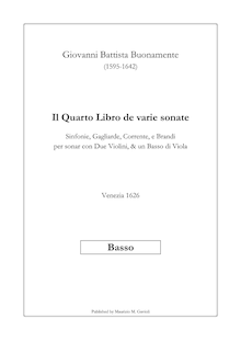 Partition Basso , partie (typeset), Il quarto libro de varie sonate