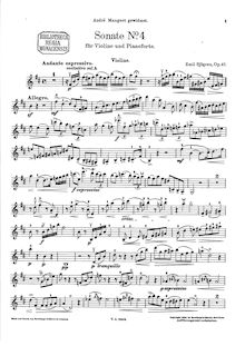 Partition de violon, violon Sonata No.4, Op.47, Sjögren, Emil