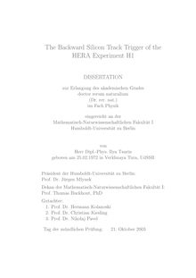 The backward silicon track trigger of the HERA experiment H1 [Elektronische Ressource] / von Ilya Tsurin