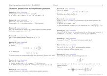 Sujet : Algèbre, Arithmétique dans Z, Nombres premiers et décomposition primaire