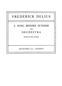 Partition complète, A Song Before Sunrise, Delius, Frederick